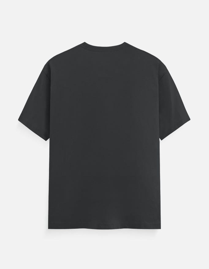 Elvanoir Luxe Crew – Steel Grey back view of unisex classic crew-neck tee