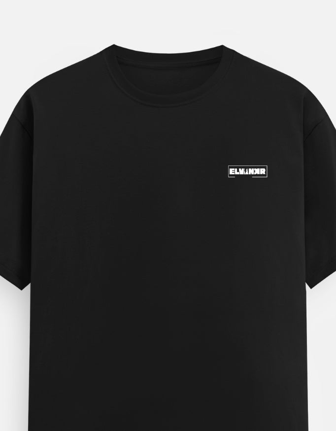 Elvanoir Luxe Crew black crewneck t-shirt with logo in a premium craftsmanship design.